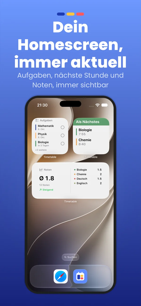 Widgets: Aufgaben, nächste Stunde und Noten direkt auf deinem Homescreen